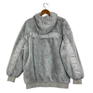 LOUNGE Apparel Plush Teddy Zip Hoodie Gray Sz M Cozy Y2K Loungewear‎ Athleisure